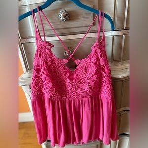 Bright pink detailed Barbie girl cami!